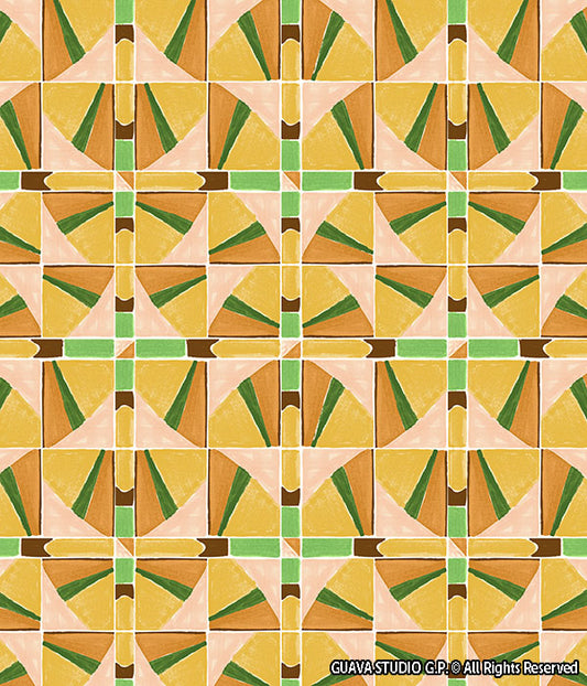 0823B- Mustard Gold and Green Tiles