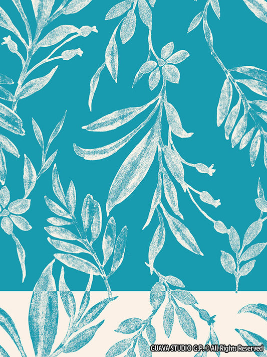 0823C- Teal and Off White Foliage Border