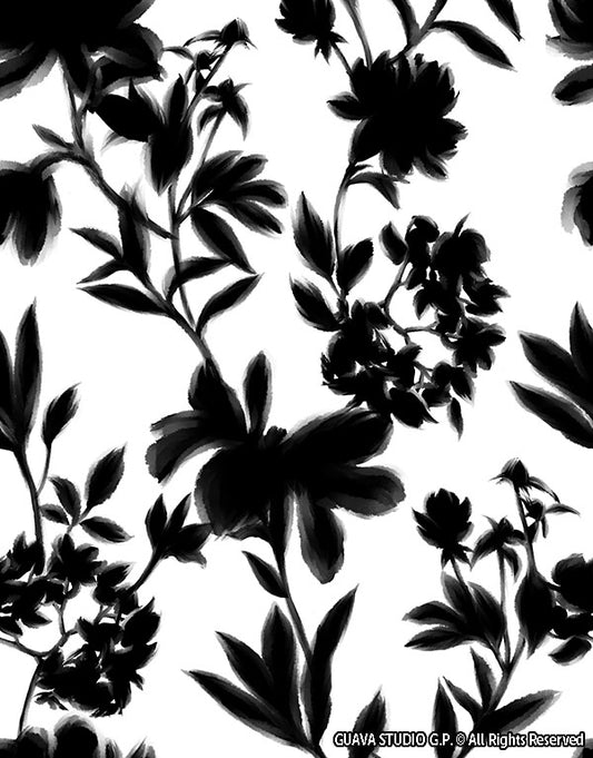 0824C- Black and White Silhouette Floral