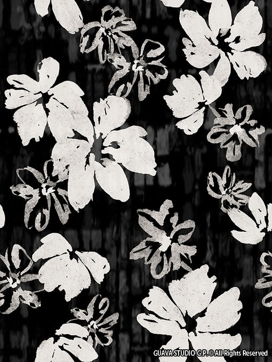 0826B- Black and White Tropical Floral