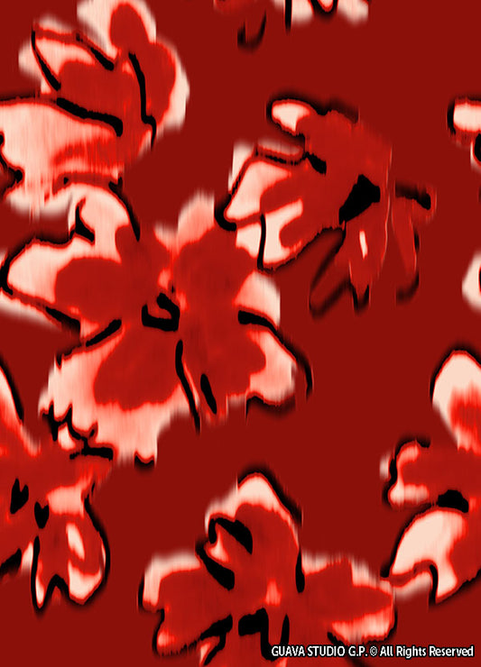 0834C- Lipstick Red Watercolor Floral