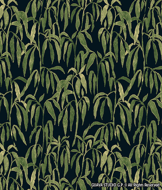 0839C- Navy and Green Watercolor Foliage