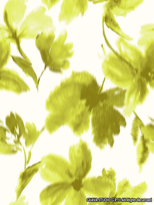 0840A- Lime Green and Ivory Watercolor Floral