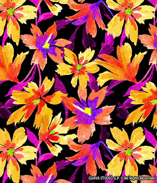 0840C- Bright Yellow and Purple Flowers