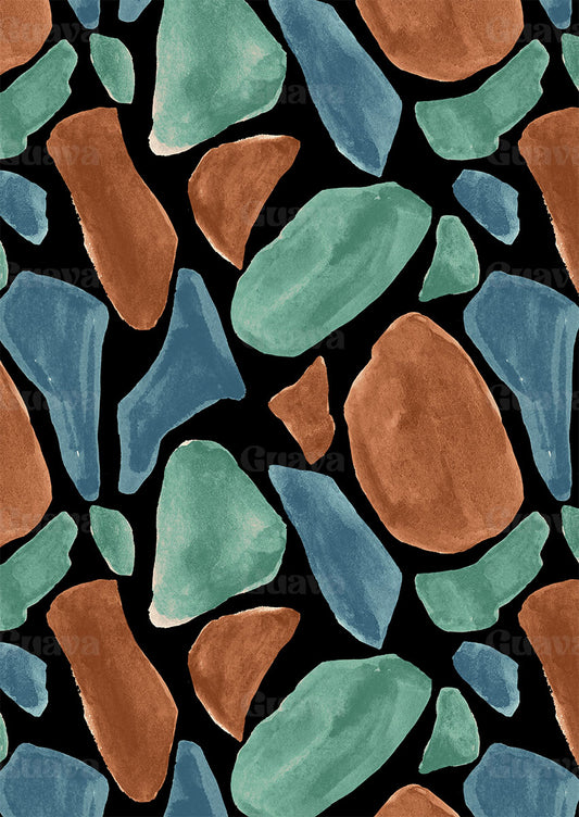 0841A- Rust and Dark Teal Irregular Shapes