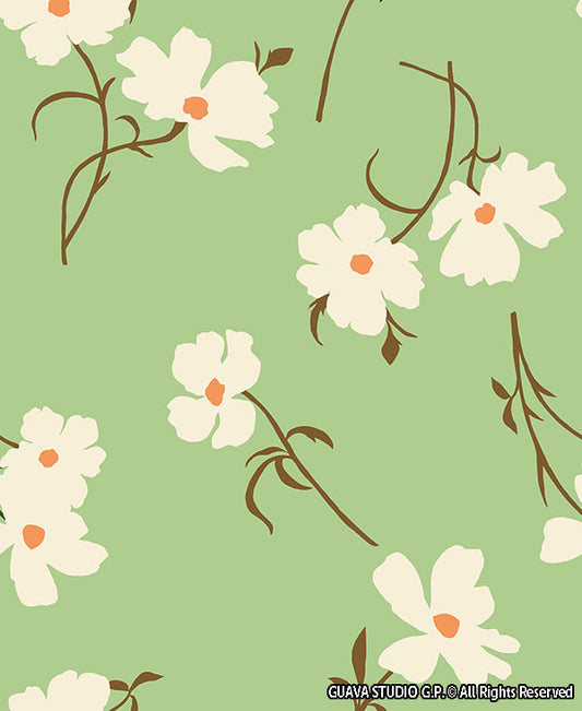 0844A- Delicate Green and Off white Floral