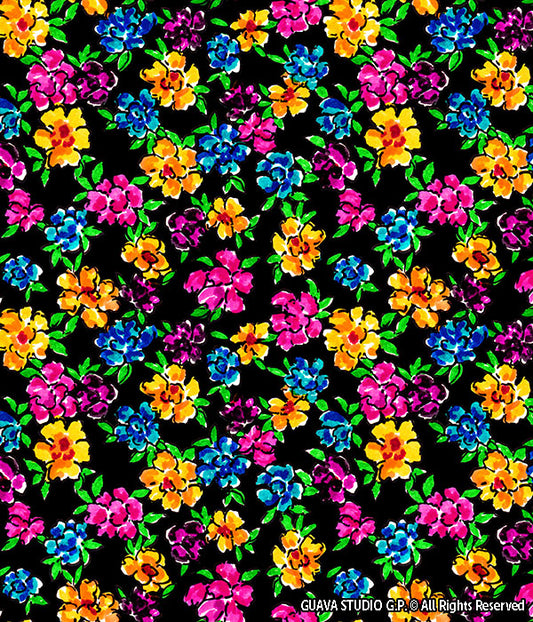 0847B- 90s Black Ditsy Floral