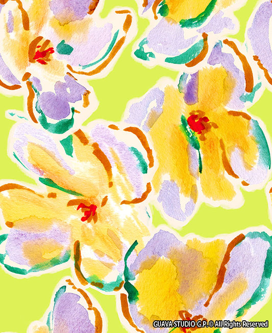 0848A- Neon Green Watercolor Floral