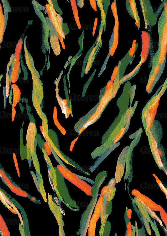 0848B- Black, Green and Orange Painterly Skin