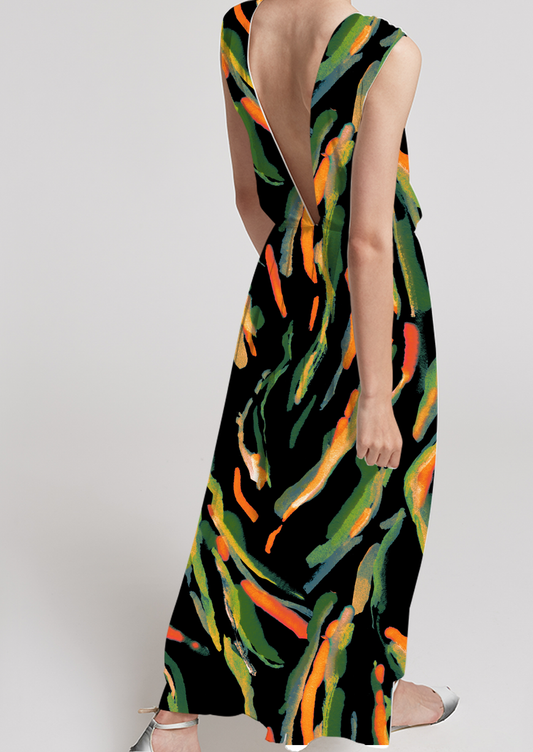 0848B- Black, Green and Orange Painterly Skin