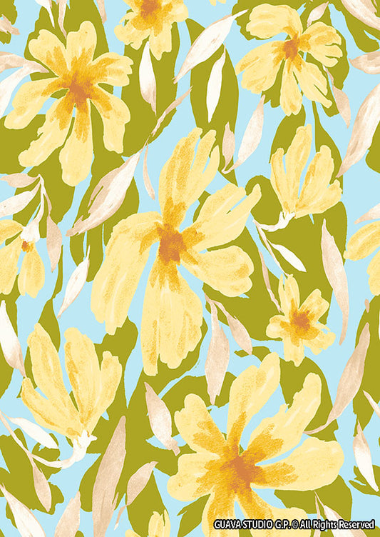 0849B- Large Blue and Yellow Watercolor Floral