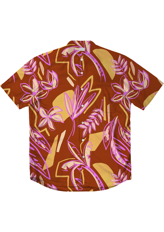 0850D- Brick Red, Yellow and Pink Outlined Leaves