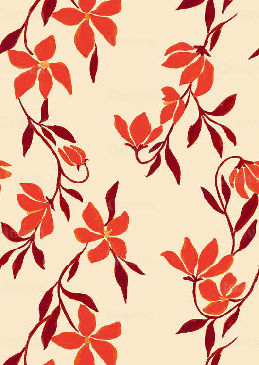 0852C- Beige and Red Spaced Lillies
