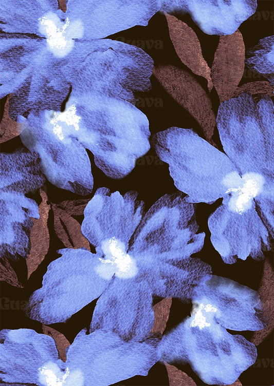 0870A- Moody Blue and Brown Floral