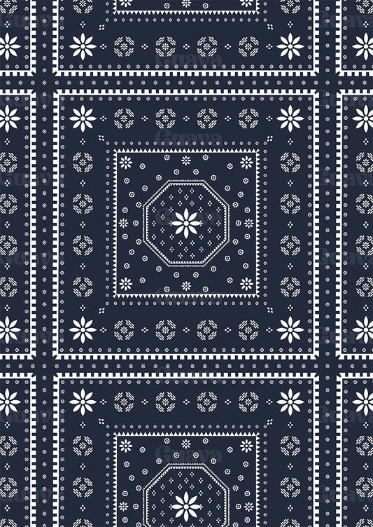0873C- Navy and White Bandana Print
