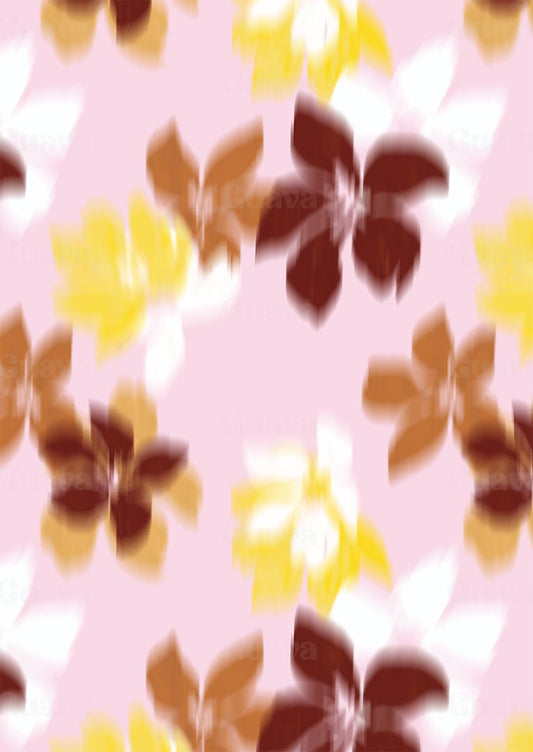 0876E- Blurred Pink, Brown and Mustard Floral