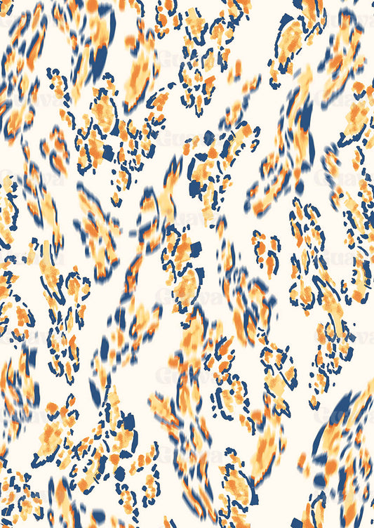 0878C- Off white, Blue and Yellow Swirl Cheetah