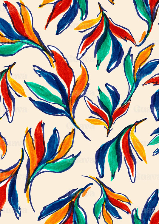 0879C- Multicolor Hand Painted Foliage