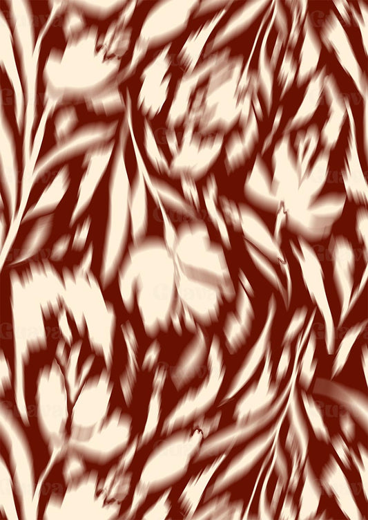 0882C- Deep Red and Off white Floral