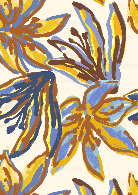0883D- Brown and Blue Lily Floral