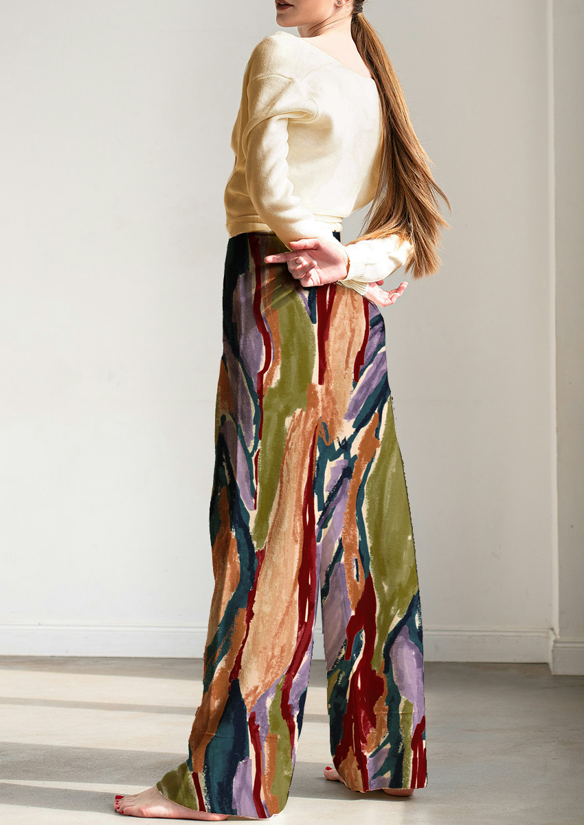 0883E- Y2K Multicolored Abstract Camouflage