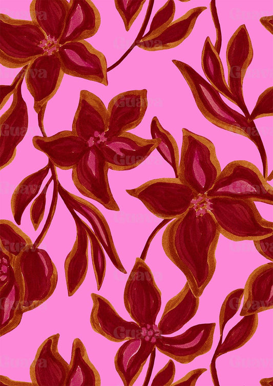 0888B- Hand Painted Pink and red Lilies
