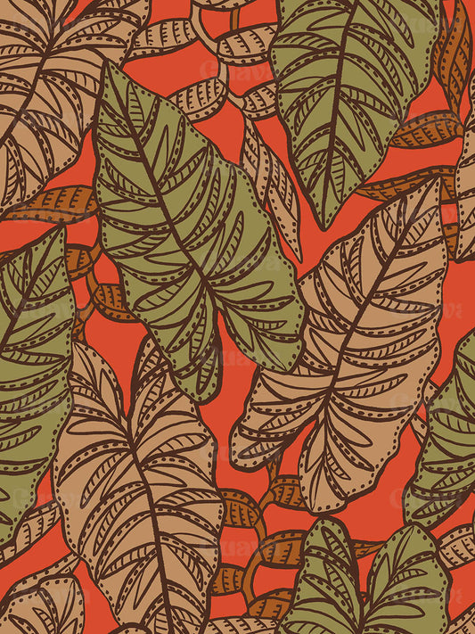 0893B- Large Orange Red Tropical Foliage