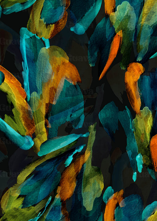 0894A - Y2K Dark Watercolor Abstract Petals