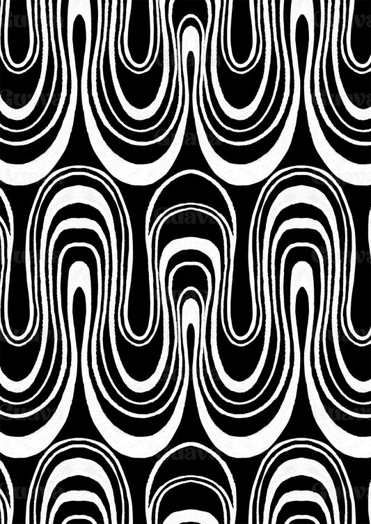 0894C- Black and White Optical Wavy Stripes