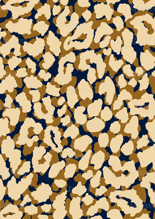 0898A- Navy, Gold and Beige Leopard