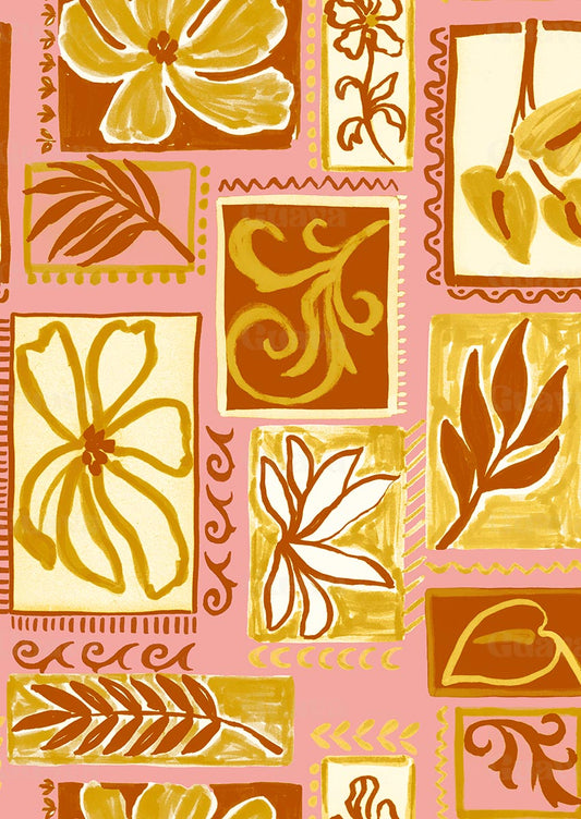 0898G- Pink and Mustard Floral Patchwork