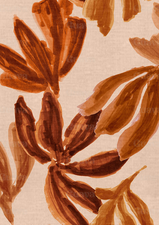 0900A- XL Beige and Burnt Orange Floral