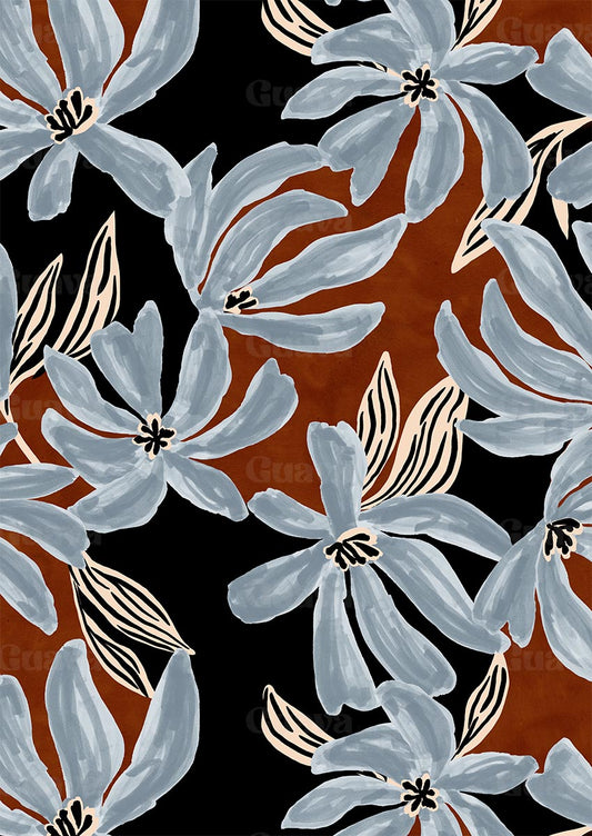 0900B- XL Black and Brown Floral