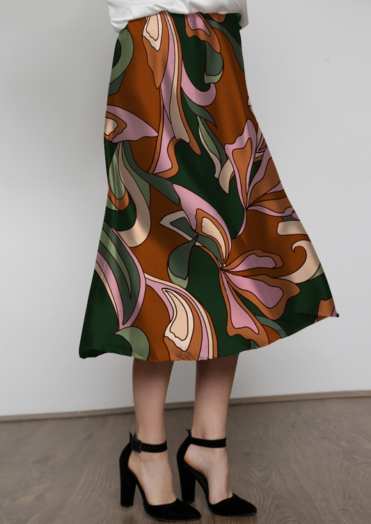 0900C- Brown, Pink and Green Pucci inspired Floral