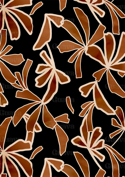 0900E- Y2K Textured Black and Brown Foliage