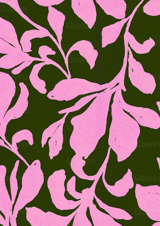 0902A- Large Hand Painted Pink and Green Floral