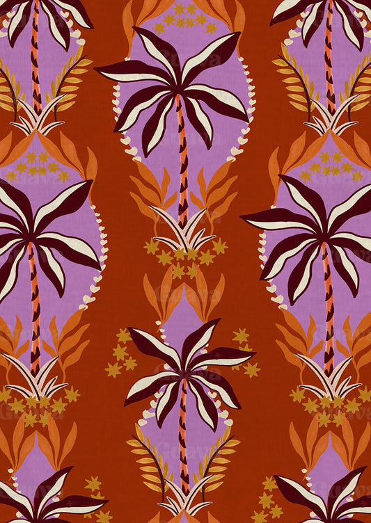 0904D- Orange Red Tropical Print