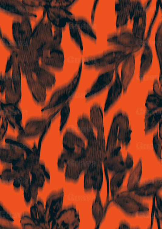0905C- Large Orange and Indigo Blurry Floral