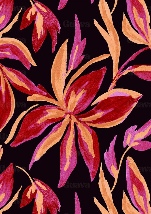 0905E- Red, Pink and Black Lily Floral