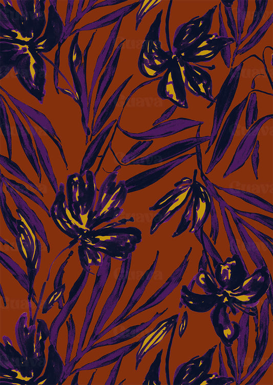 0906B- Brown, Purple and Mustard Palm Leaves