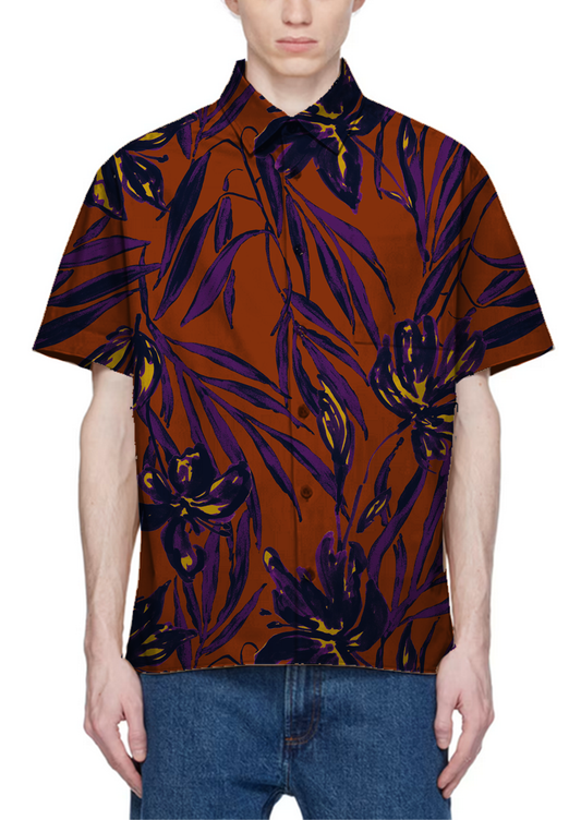 0906B- Brown, Purple and Mustard Palm Leaves