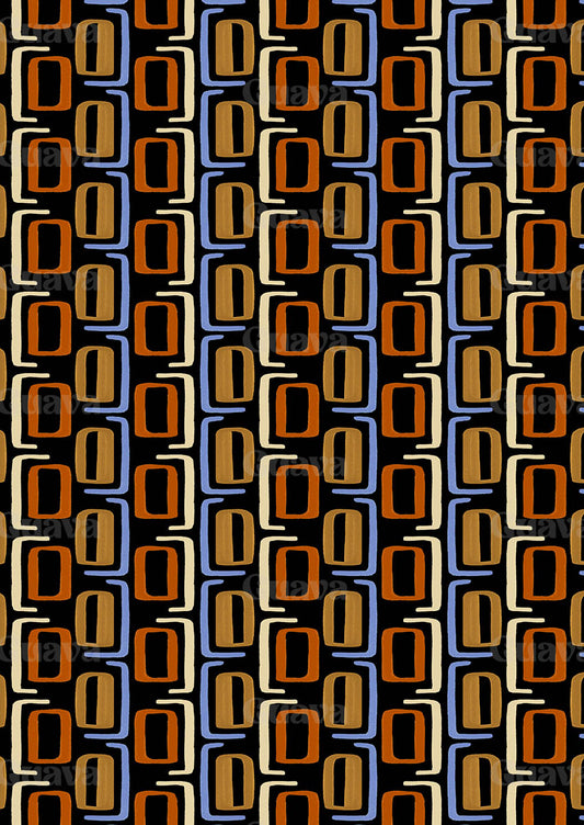 0906D- Black and Earthy Colors Retro Geo