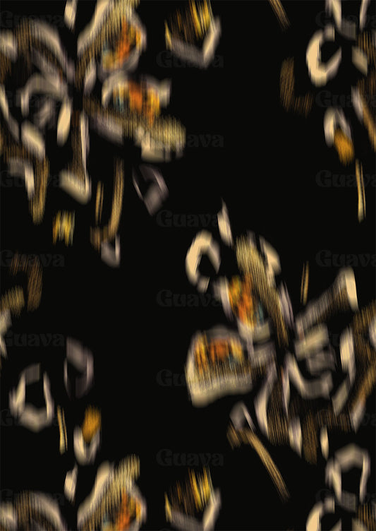 0907B- Y2K Textured Black and Tan Floral