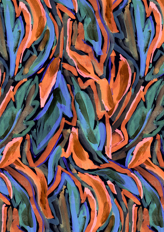 0907D- Abstract Foliage in Burnt Colors