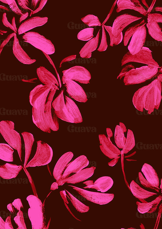 0907E- Burgundy Red and Pink Floral