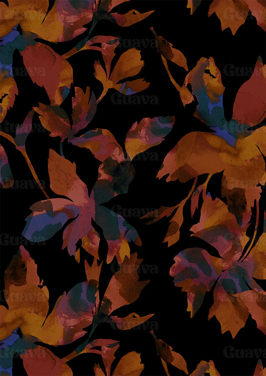 0908A- Black and Mustard Watercolor Floral