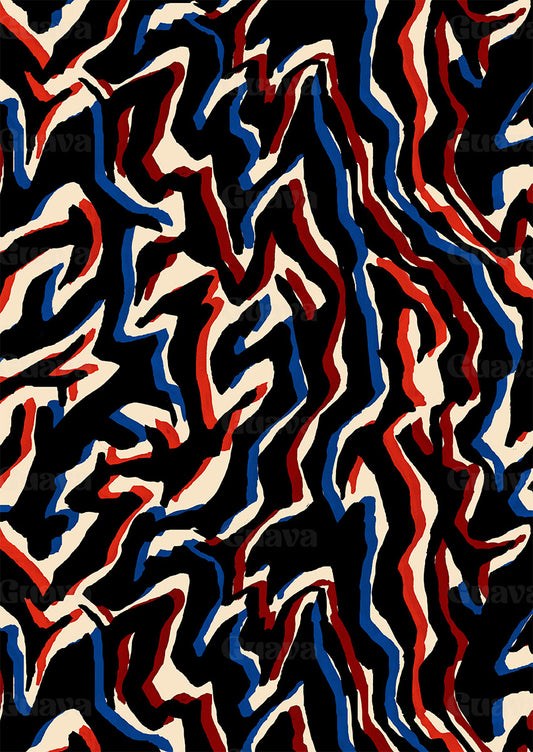 0908C-Black, Cobalt and Orange Zebra