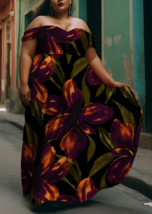 0908D- Black, Burgundy and Burnt orange Floral