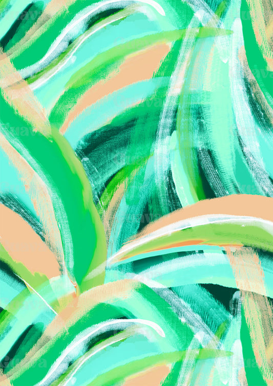 0912A- Green and Coral Brushstroke texture