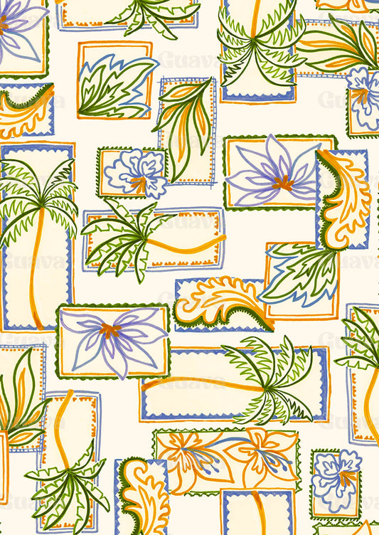 0913B- Green and Yellow Tropical Patchwork